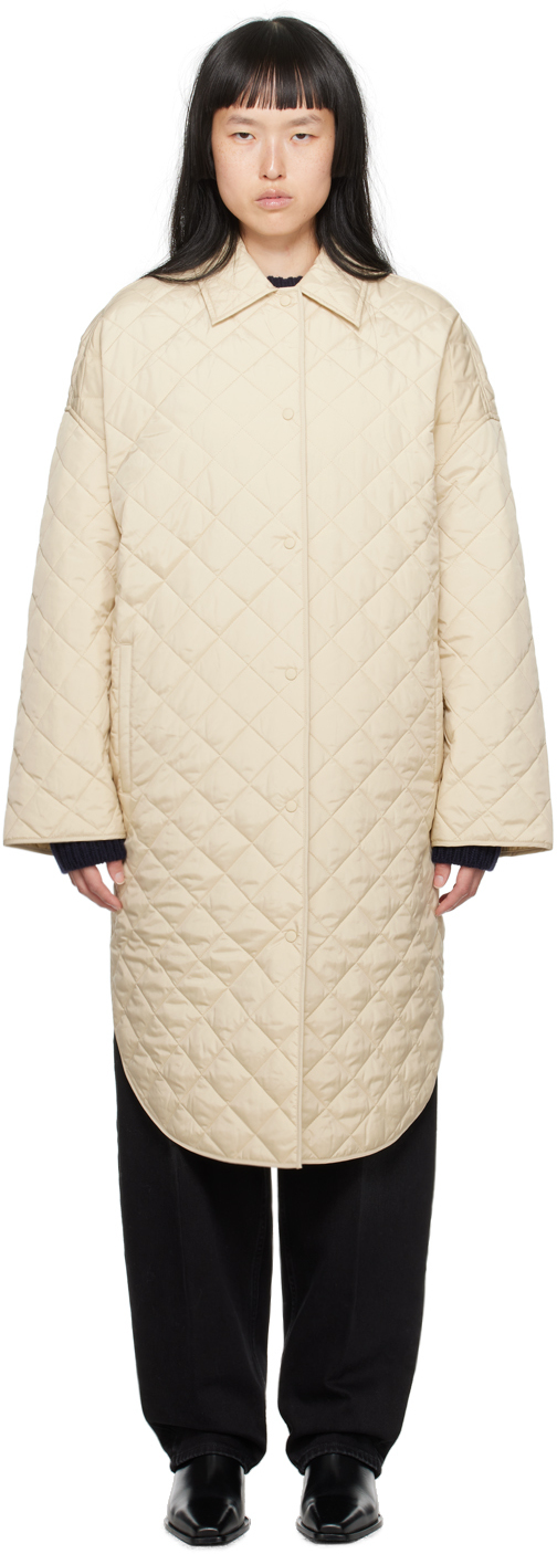 Shop Totême Beige Quilted Coat In 009 Stone