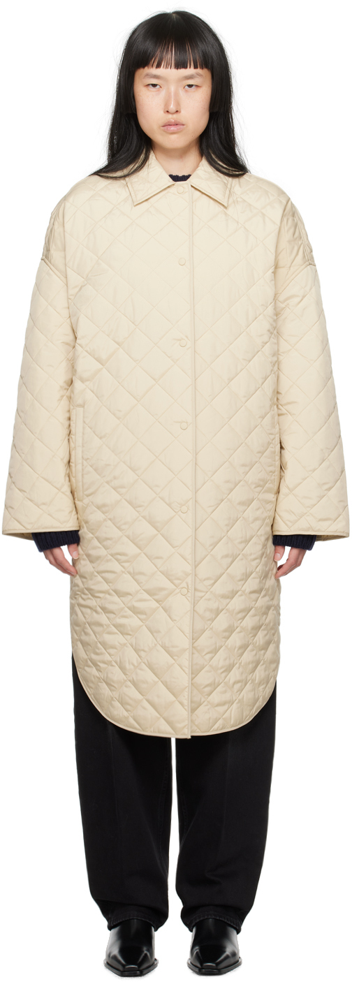 TOTEME: Beige Quilted Coat | SSENSE