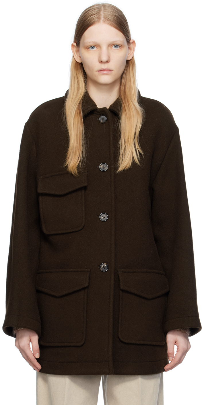Brown Buttoned Jacket by TOTEME on Sale
