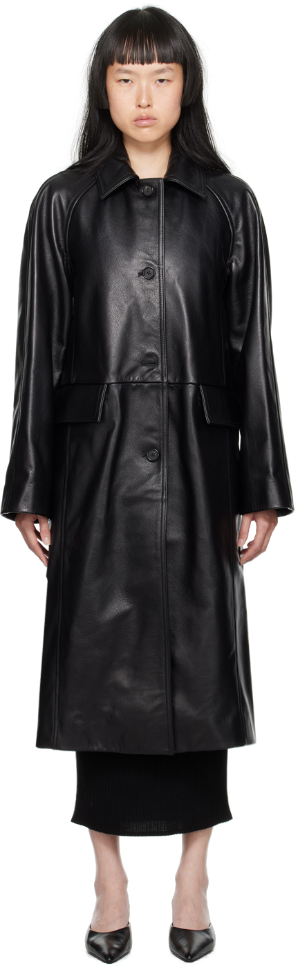 TOTEME Black Raglan Leather Jacket