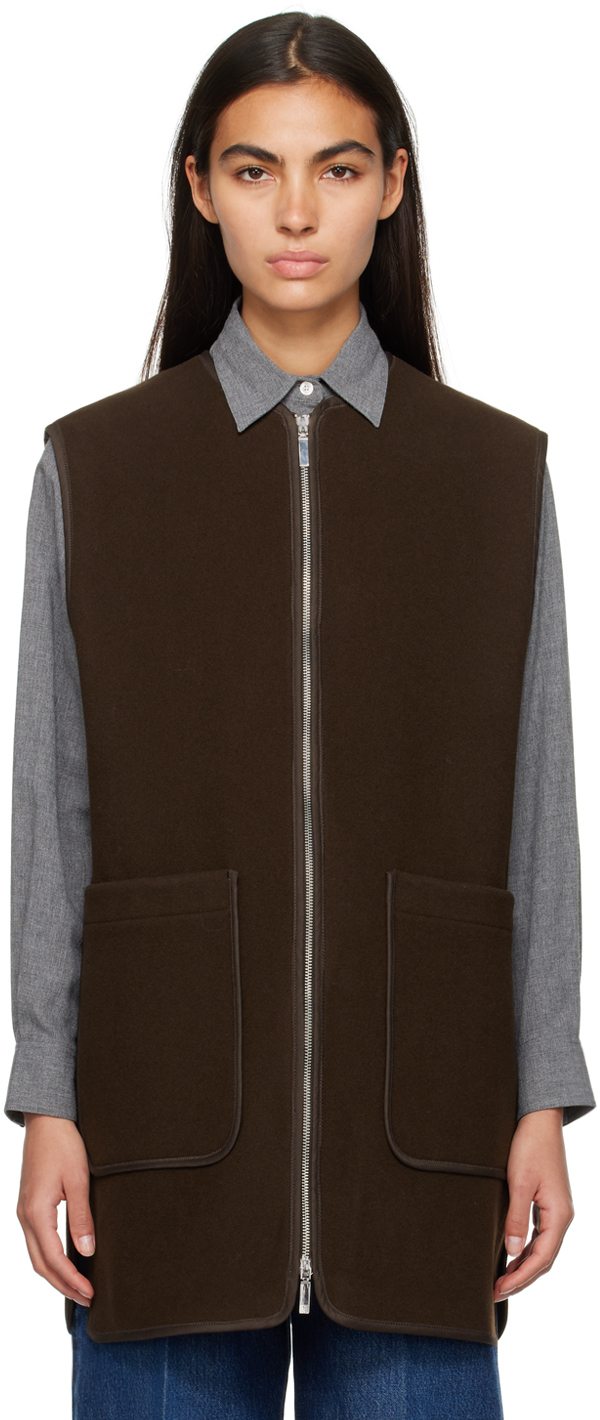 Totême Brown Zip Vest In 014 Chocolate