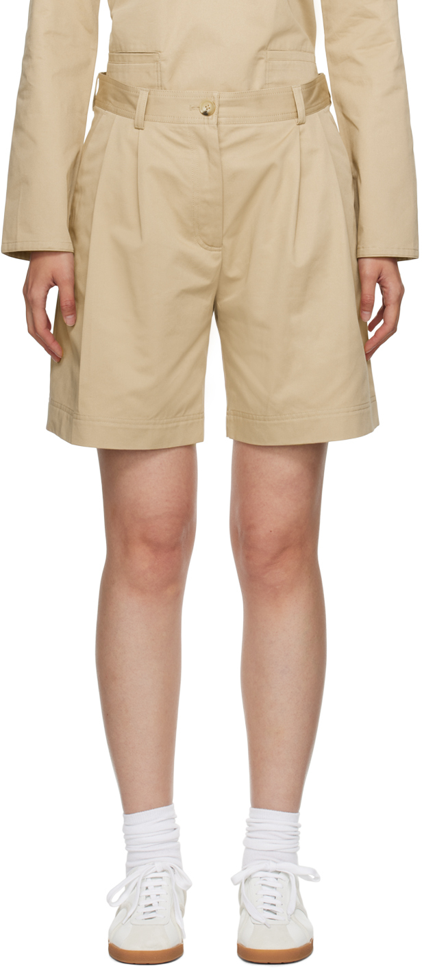 Beige Pleated Shorts By Toteme On Sale