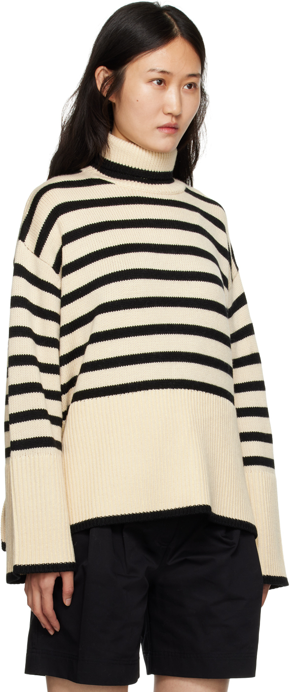 Shop Totême Beige Signature Stripe Turtleneck In 876 Light Sand Strip