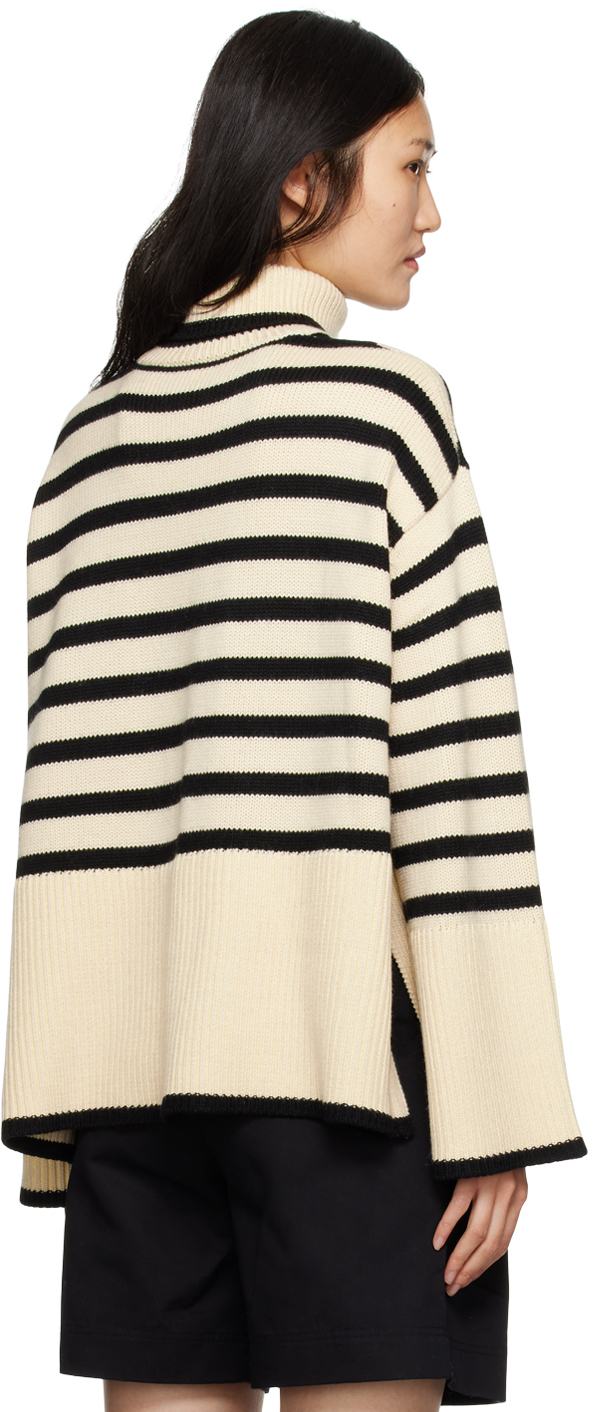 Shop Totême Beige Signature Stripe Turtleneck In 876 Light Sand Strip