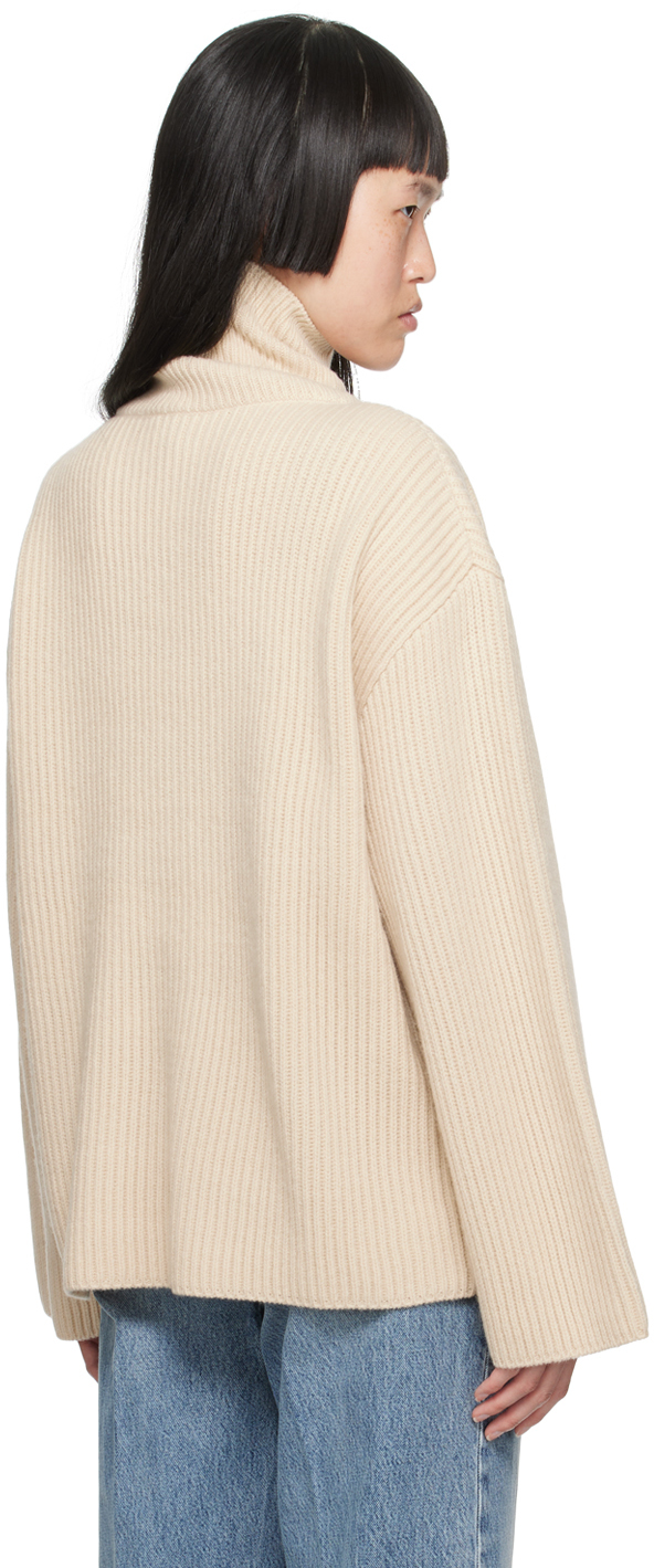 Totême Off-white Wrapped Turtleneck In 009 Stone