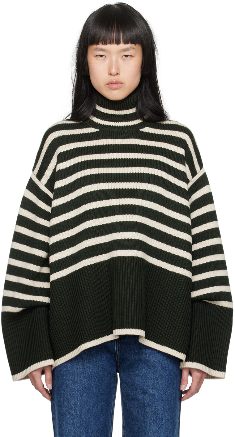 Green & Off-White Signature Turtleneck by TOTEME on Sale