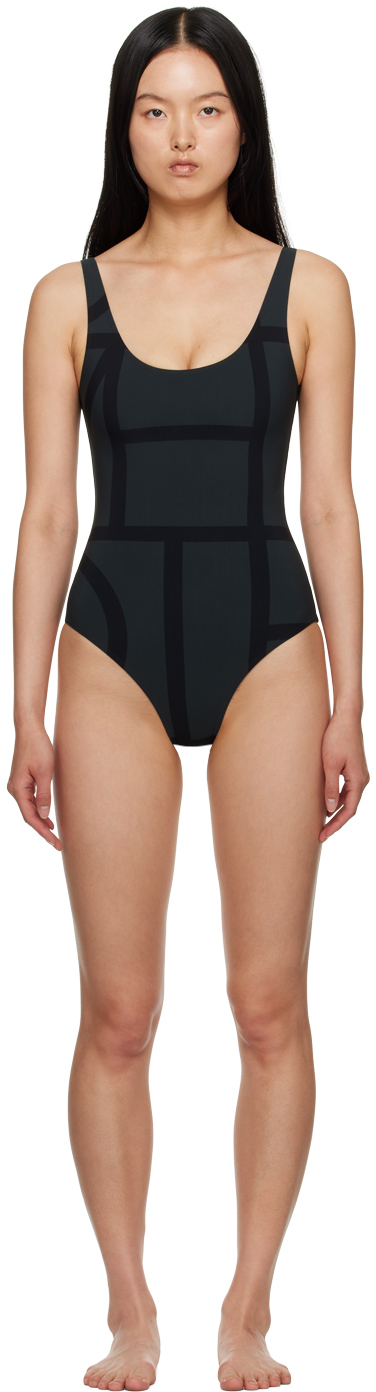 Black Monogram One-Piece Swimsuit