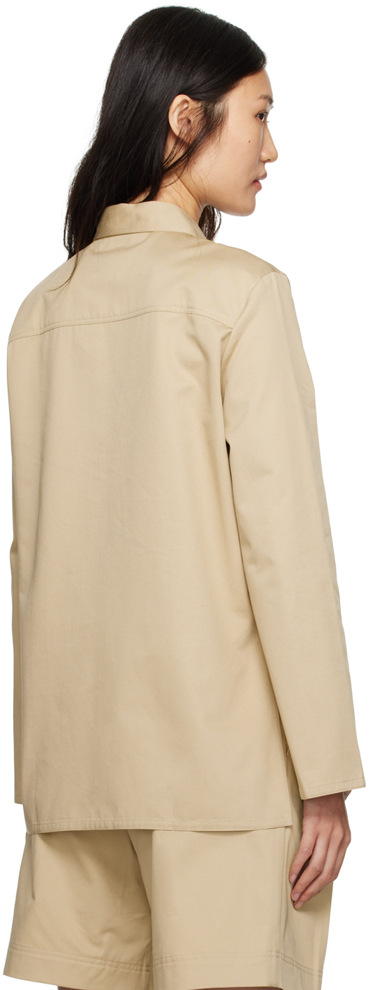 Totême Cotton Twill Pocket Collared Shirt In 809 Overcast Beige