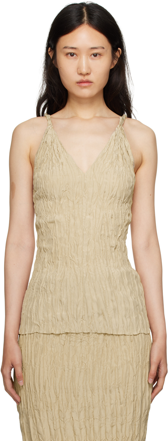 Shop Totême Beige Crinkled Camisole In 809 Overcast Beige