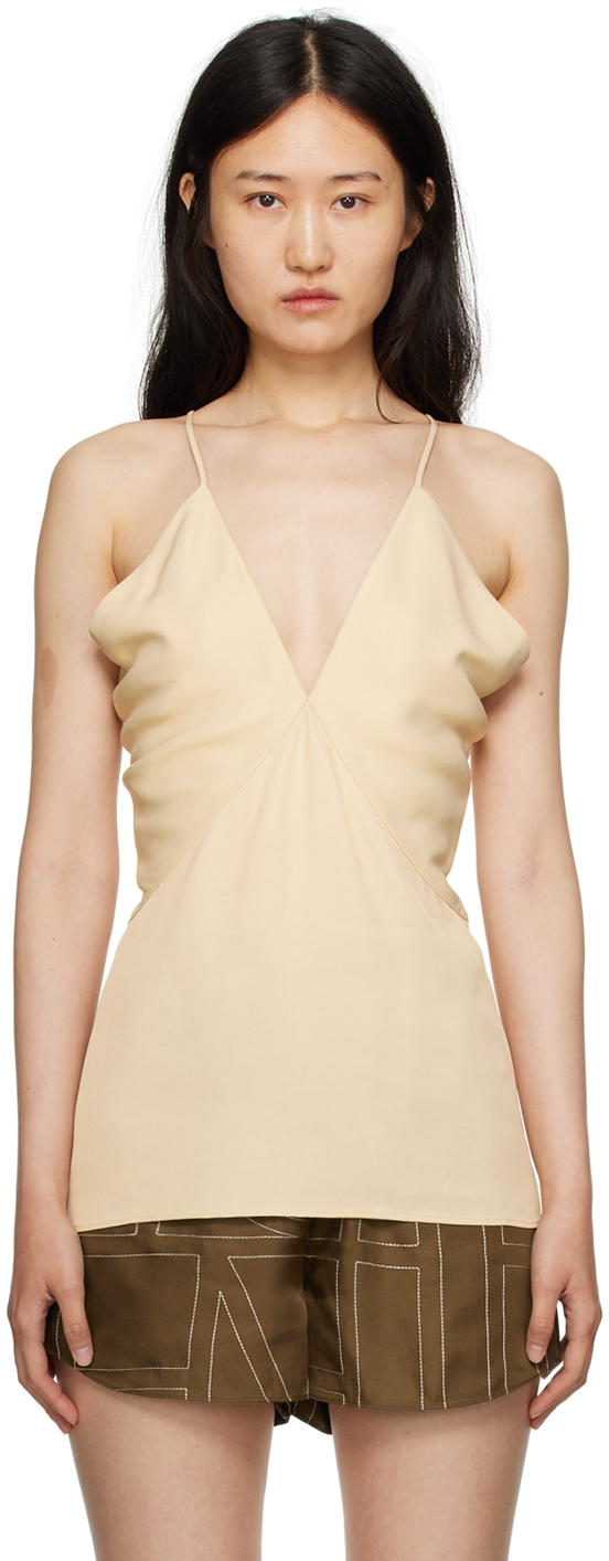 Shop Totême Beige Draped Camisole In 702 Bleached Sand
