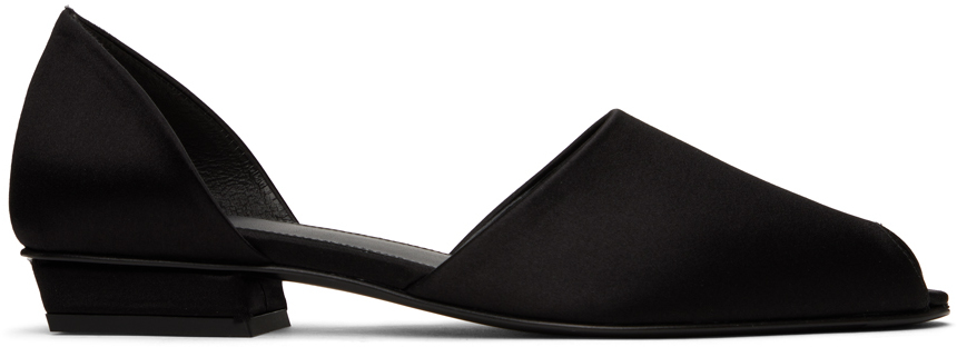 Shop Totême Black 'the Peep-toe' Slippers In 200 Black