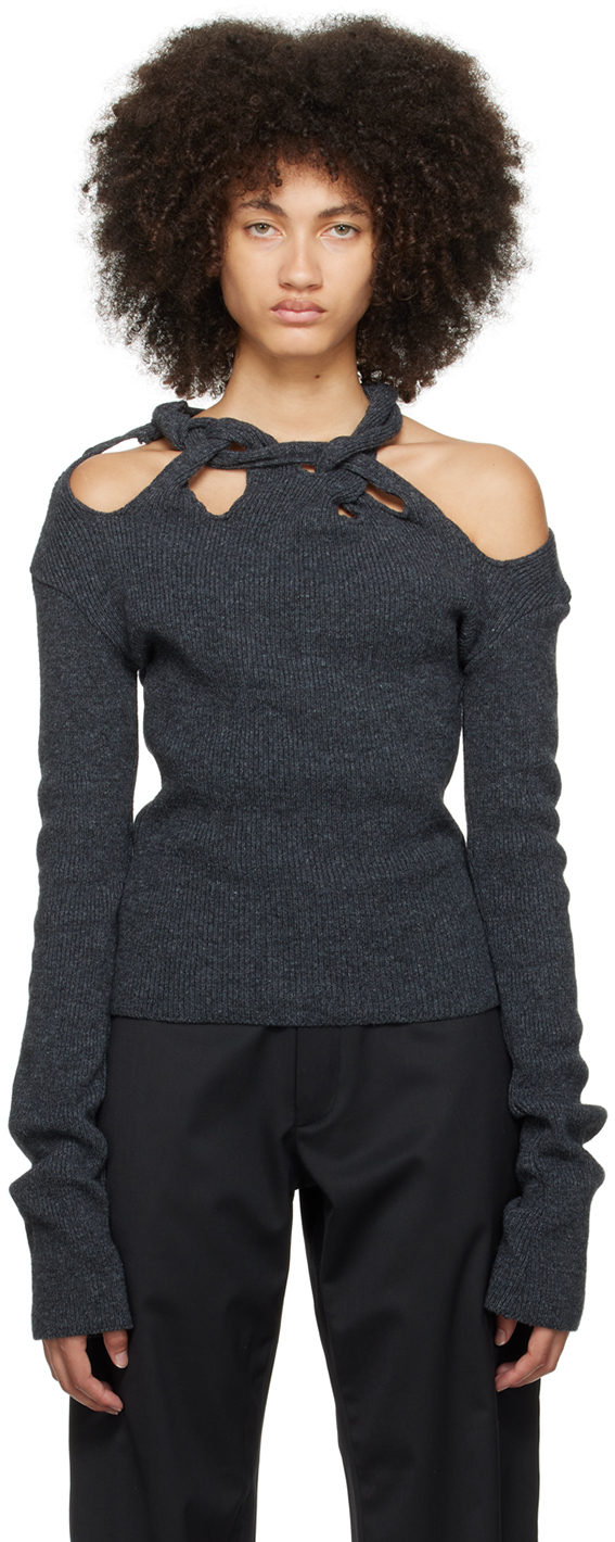 Gray Cutout Sweater