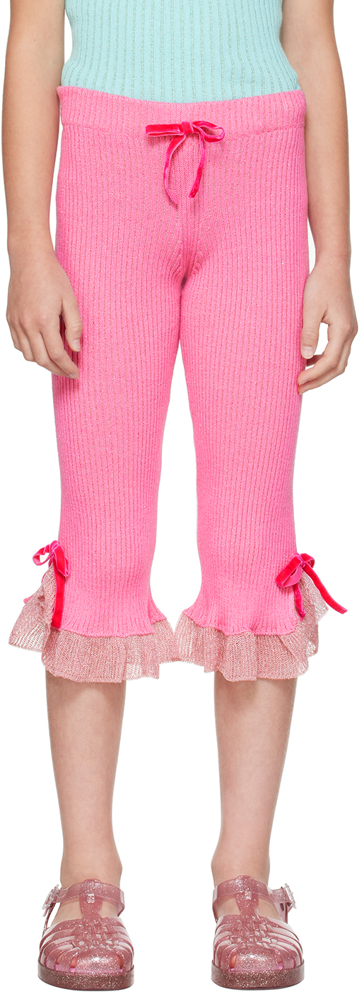 Cormio Kids Pink Bow Lounge Trousers In Ortensia