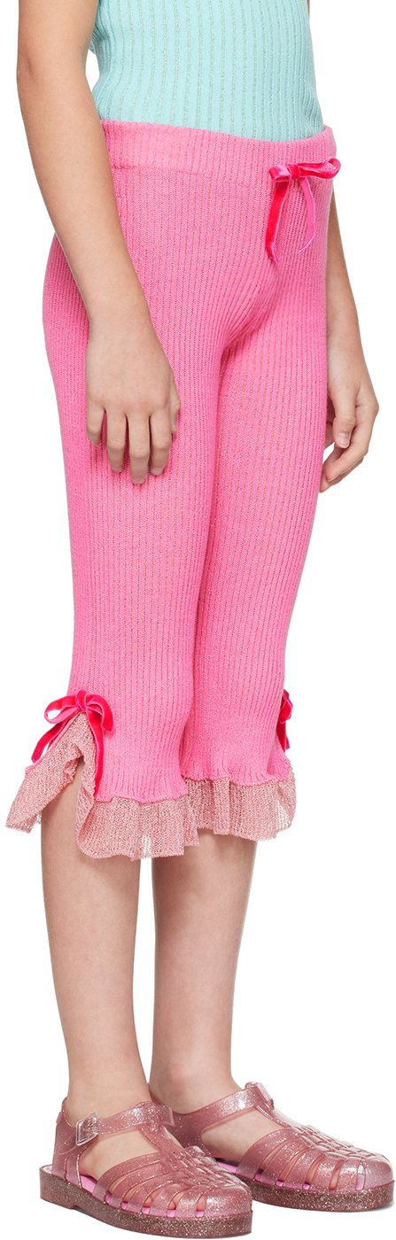 Cormio Kids Pink Bow Lounge Pants In Ortensia