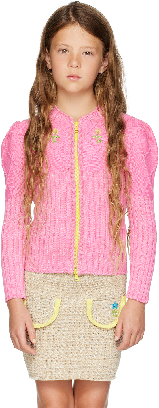 Kids Pink Zip-Up Cardigan