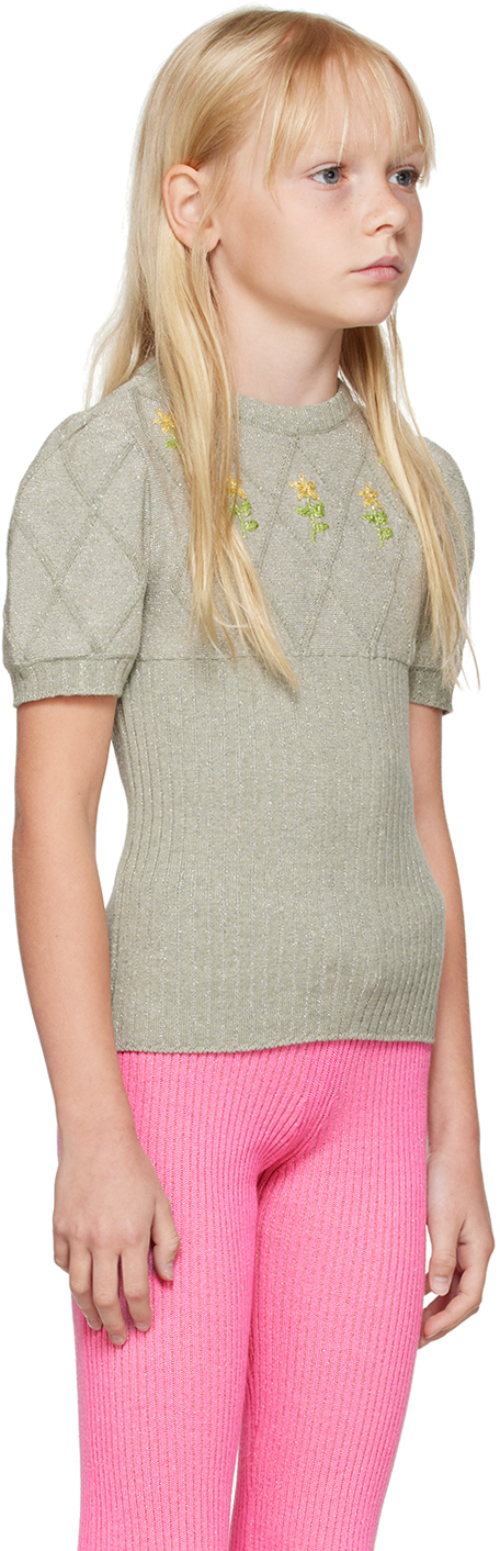 Shop Cormio Kids Green Diamond Sweater In Verde Nero