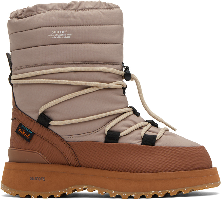 Shop Suicoke Beige Bower-evab Hi-lace Boots In Beige/brown
