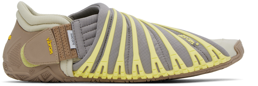 Gray Futon-lo Sandals In Gray/lemon