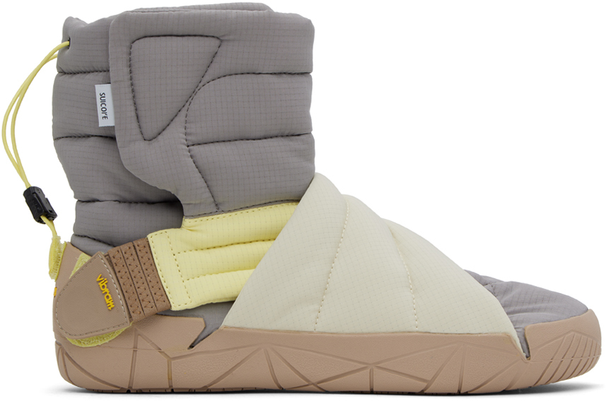 Suicoke Gray Futon-hi Boots In Gray/lemon | ModeSens