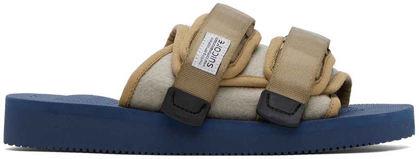 Suicoke Taupe & Navy Moto-feab Sandals In Taupe/navy