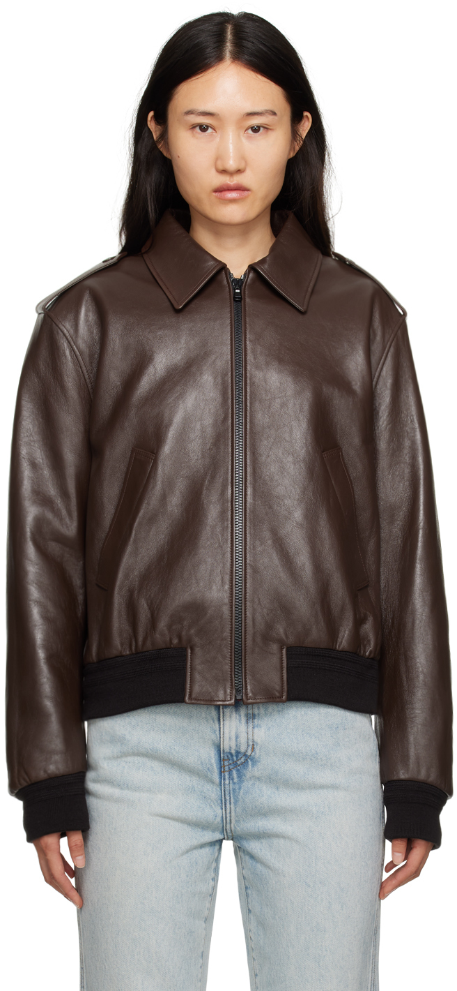 Recto: Brown Epaulet Leather Jacket | SSENSE