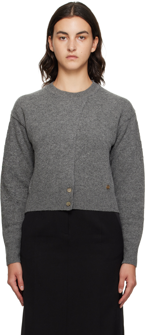 Gray Open Front Sweater by Recto on Sale