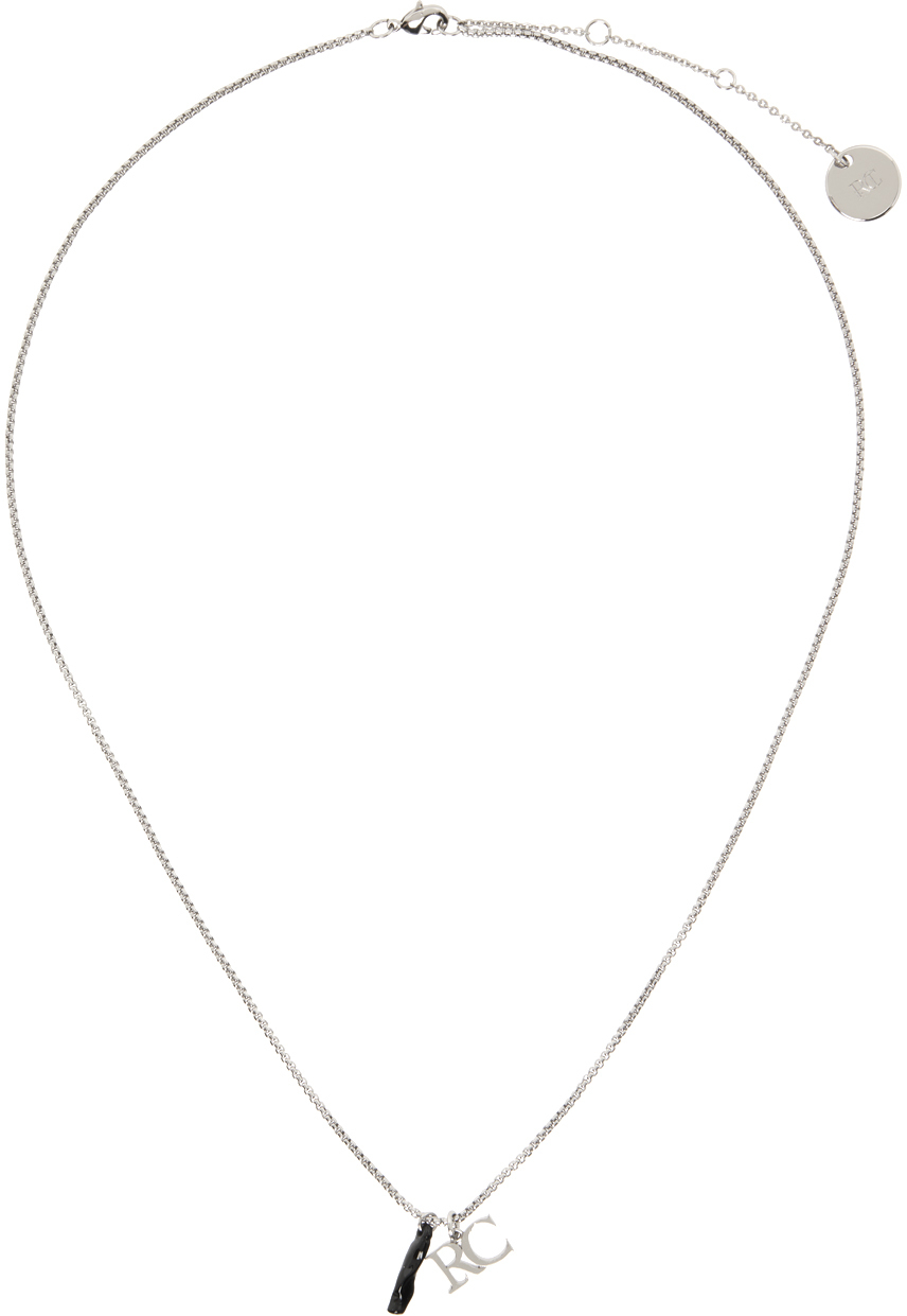 Recto Silver 'rc' Logo Bone Necklace In Sv Silver