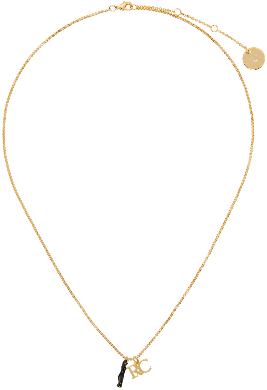 Recto Gold 'rc' Logo Bone Necklace In Gd Gold