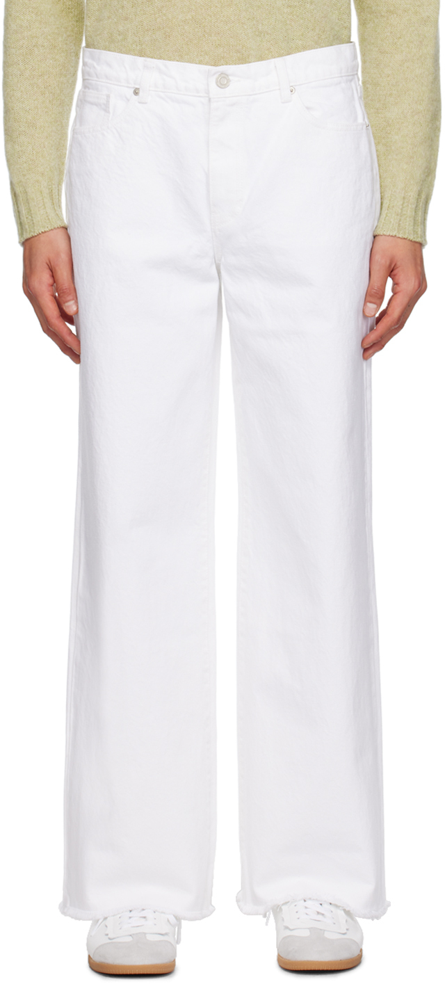 Recto White Wide-leg Jeans In Wh White