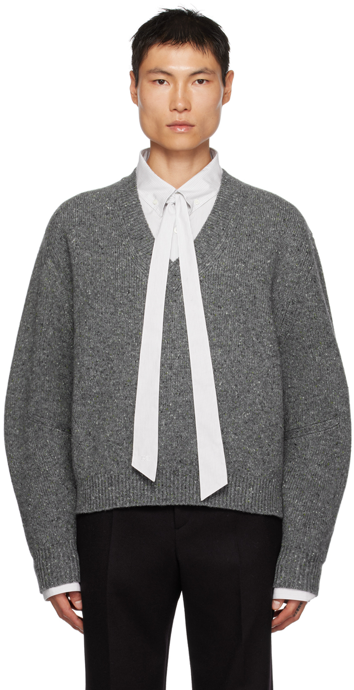 Recto: Gray V-Neck Sweater | SSENSE