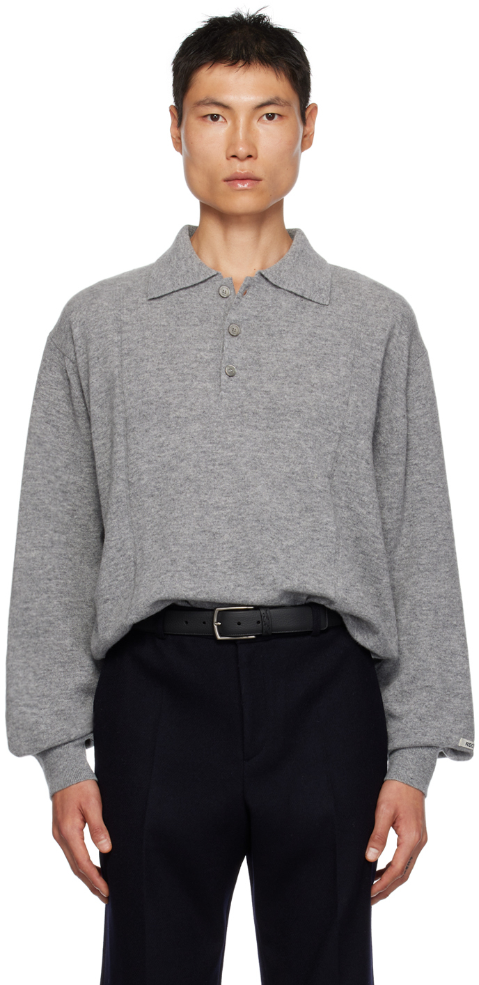 Recto Grey Patch Polo In Mg Melange Grey