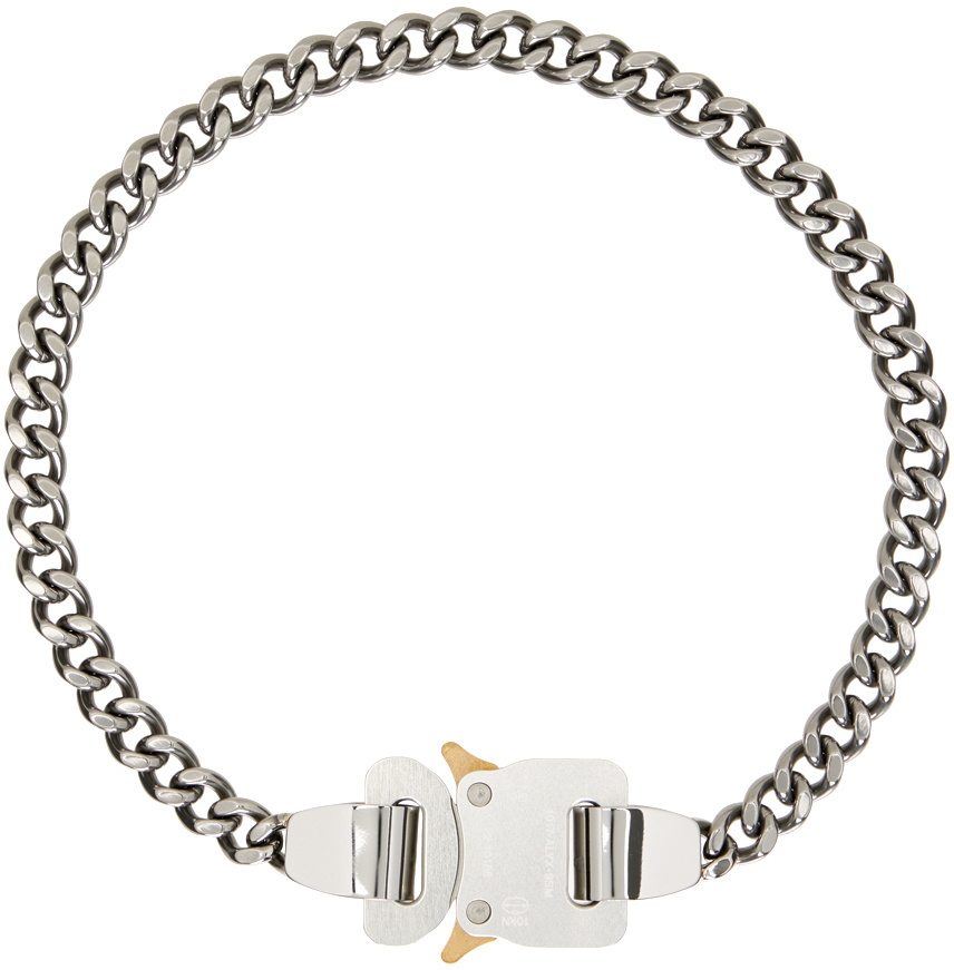 1017 ALYX 9SM: Silver Metal Buckle Necklace | SSENSE