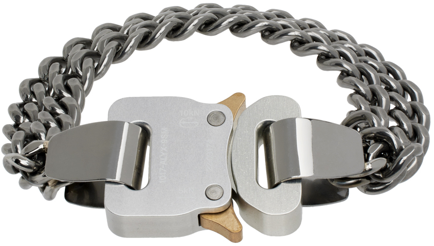 1017 ALYX 9SM: Silver 2x Chain Buckle Bracelet | SSENSE