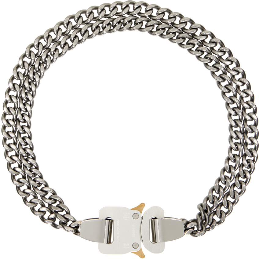 Silver 2x Chain Buckle Necklace by 1017 ALYX 9SM on Sale
