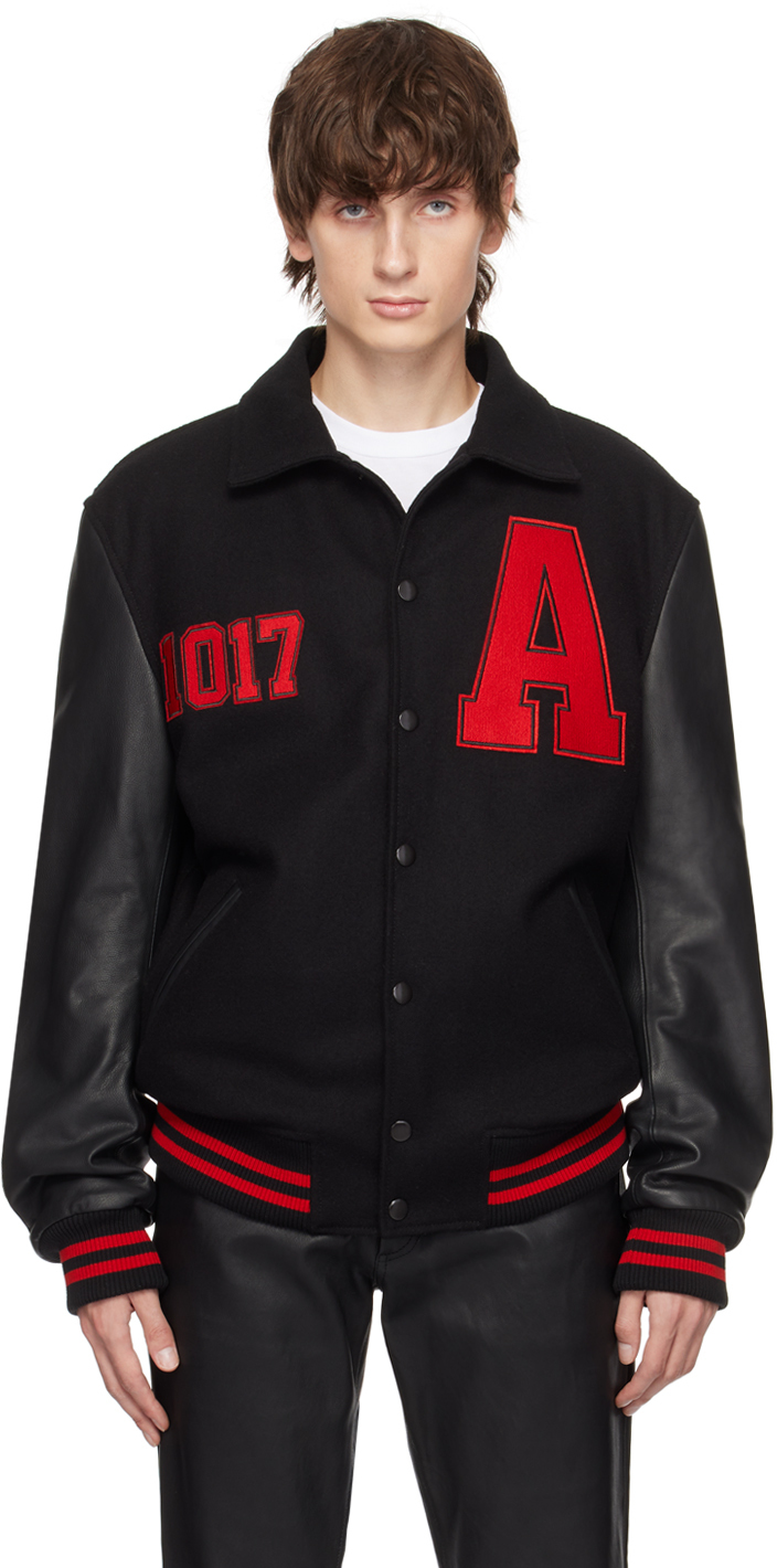Shop Alyx Black Varsity Bomber Jacket In Blk0001 Black