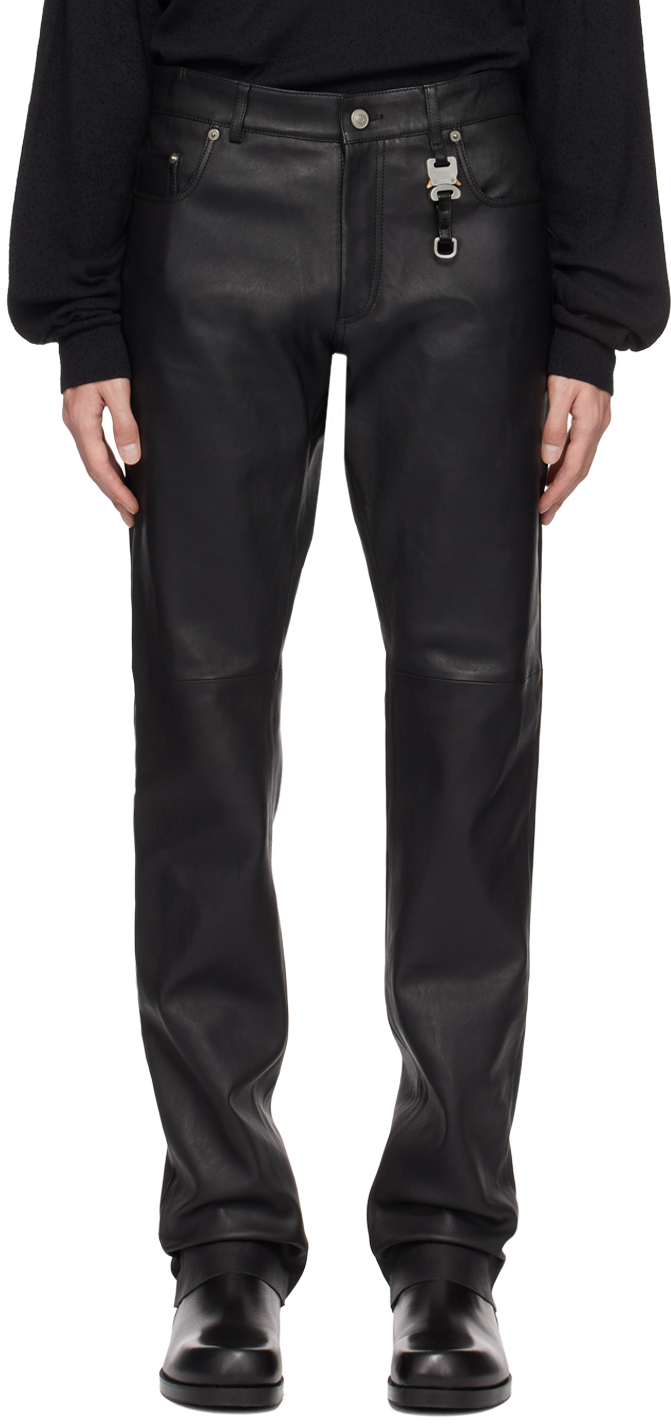 Alyx Black Buckle Leather Trousers In Blk0001 Black