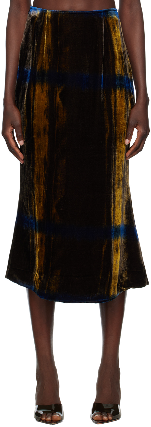 Shop Kim Shui Brown Printed Midi Skirt