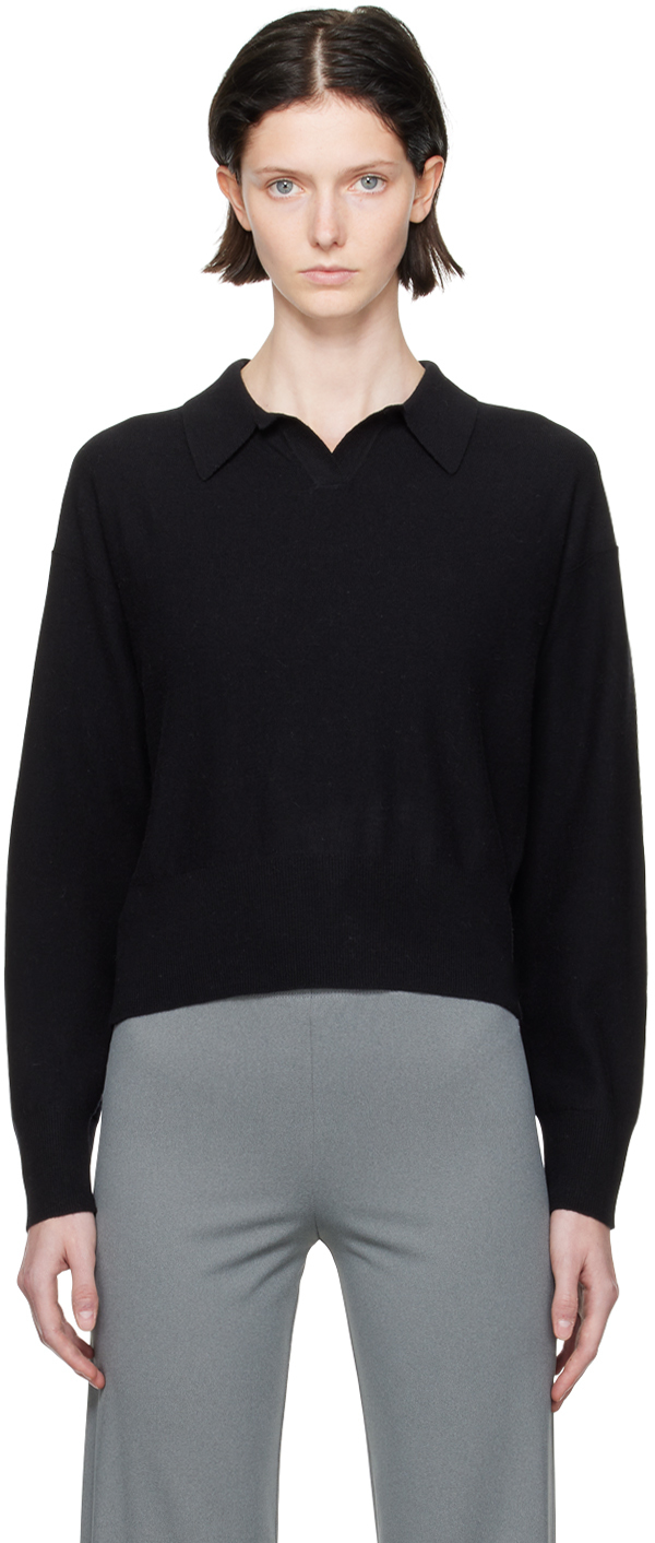 Black Spread Collar Polo by Maryam Nassir Zadeh on Sale