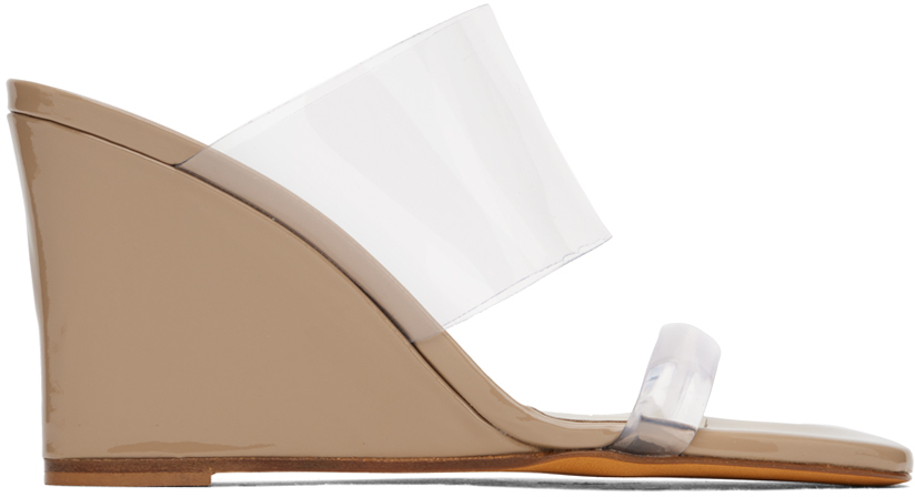 Shop Maryam Nassir Zadeh Beige Olympia Heeled Sandals In 380 Adobe Patent