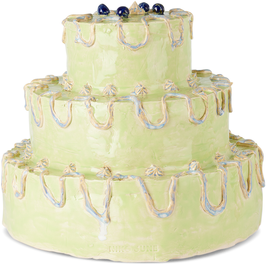 Niko June Ssense Xx Green Large Birthday Cake Candle Holder In Multi-colour