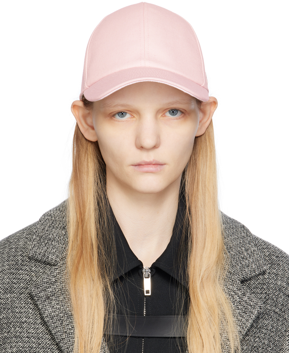 Courrèges Pink Embroidered Cap In Powder Pink