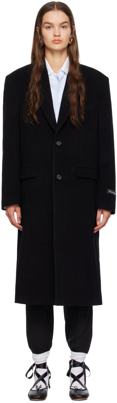 Black Peaked Lapel Coat