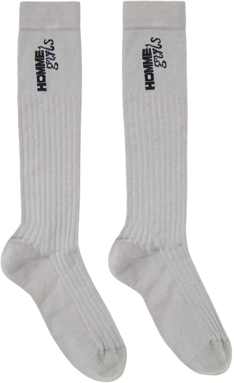 SSENSE Exclusive Gray Ribbed Business Socks