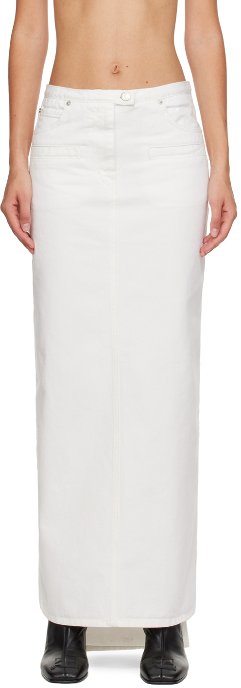 Shop Courrèges White Seven-pocket Denim Maxi Skirt In Heritage White