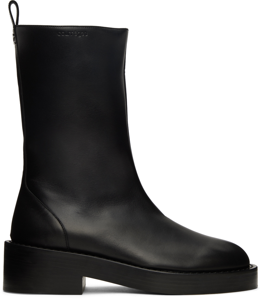 Black Embossed Boots by Courrèges on Sale