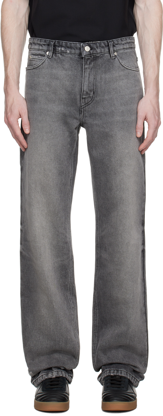 Shop Courrèges Gray Relaxed Jeans In Stonewashed Grey