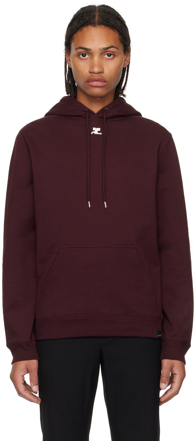Courrèges Burgundy Embroidered Hoodie In Red