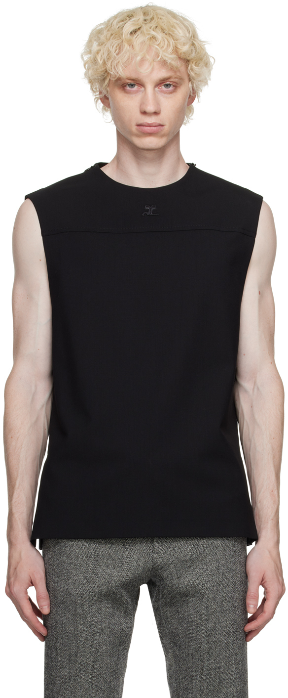 Courrèges Black Embroidered Tank Top