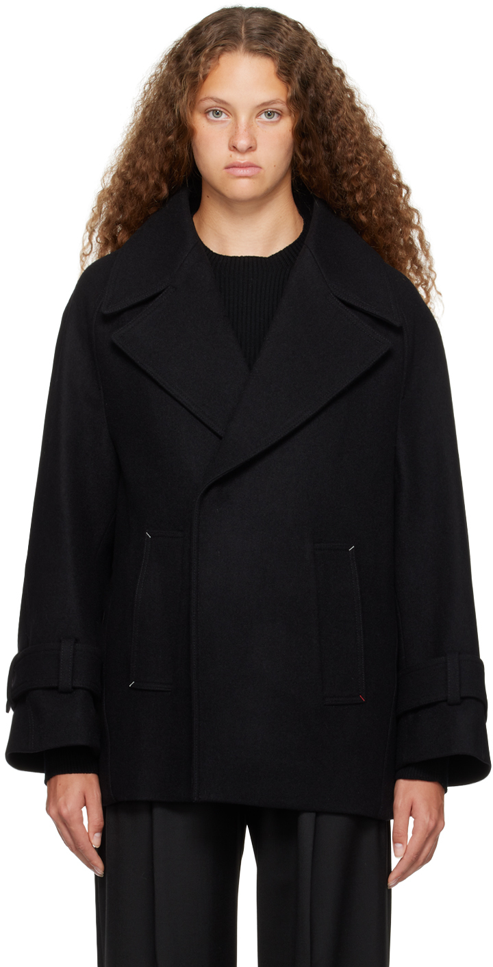 Victoria Beckham Oversized Wool-blend Peacoat In Black