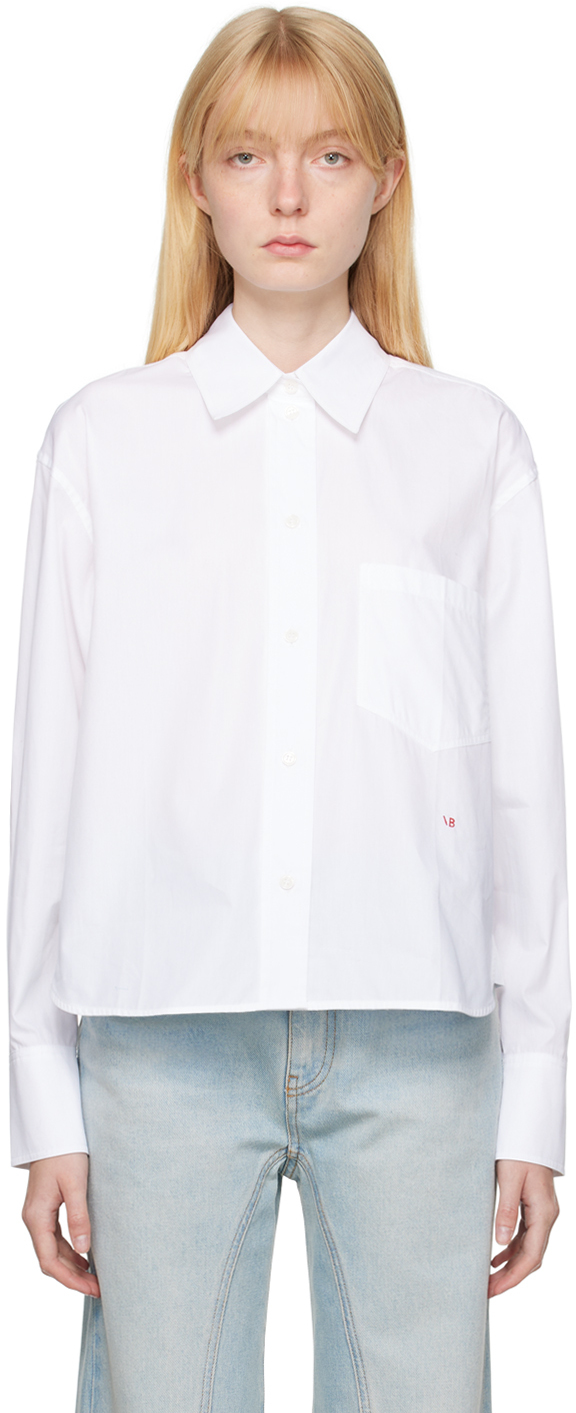 Victoria Beckham White Embroidered Shirt In White 6